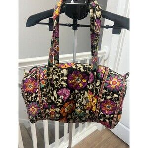 Vera Bradley Duffle Bag in Black & Plum Paisley Print